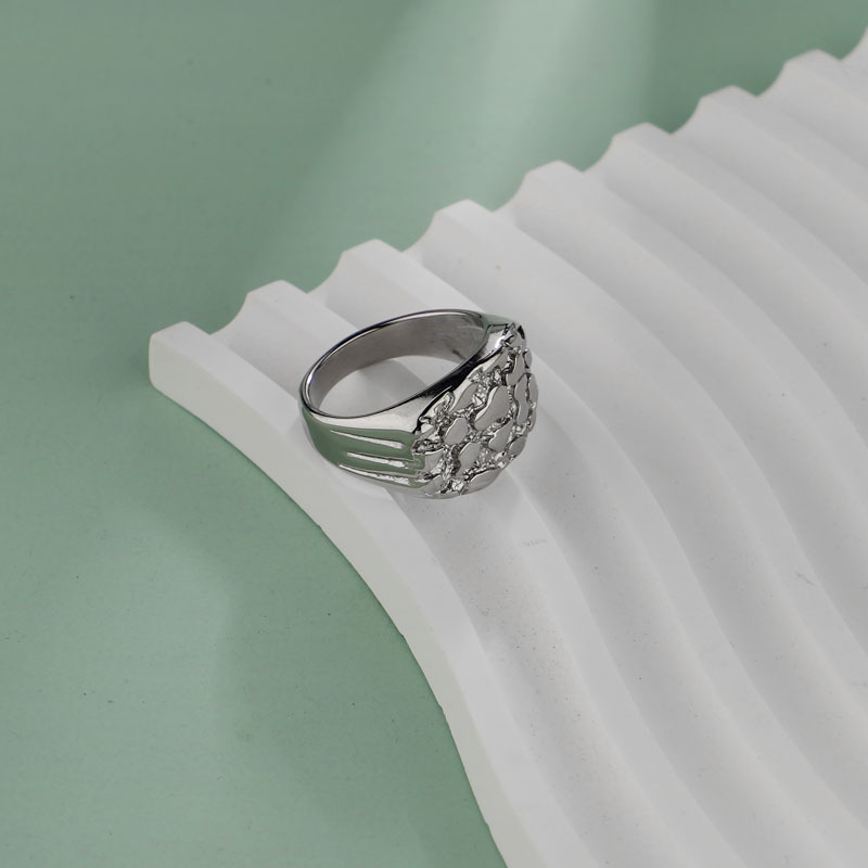 Herren Nugget Ring Aus Edelstahl Im Hip Hop Stil Statement Schmuck_voghion.com