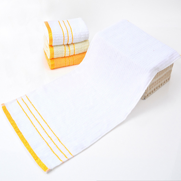 Wholesale pure cotton gold edge looped towel bath towels for one-time use hotel motel labor protection towels