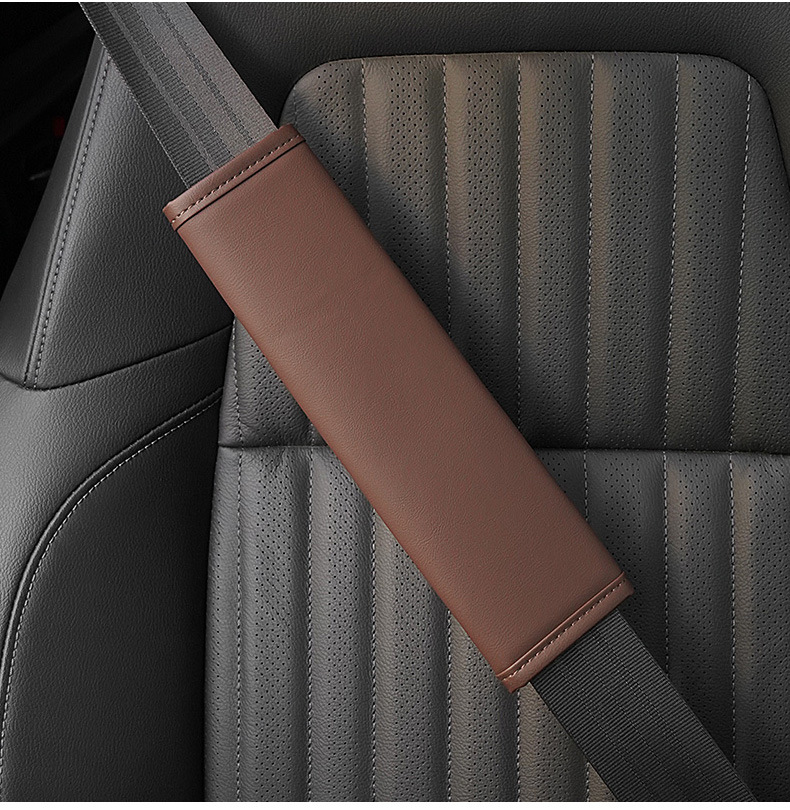 Car Seat Belt Shoulder Cover Leather Wear-resistant Comfortable All-season Universal Printable logo