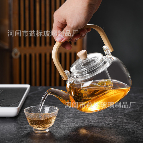 Manufacturer wholesale thickened large capacity lifting beam kettle high borosilicate glass tea kettle kettle tea health kettle