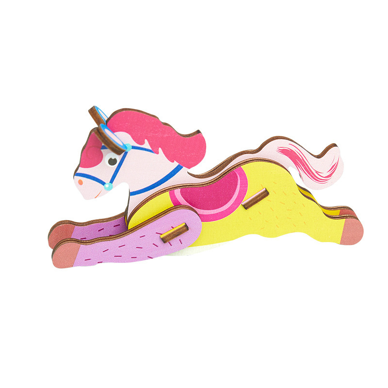 Venta al por mayor de madera 3D animal rompecabezas tridimensional bebé 2-3 años modelo animal educativo ensamblar bloques de construcción Juguetes