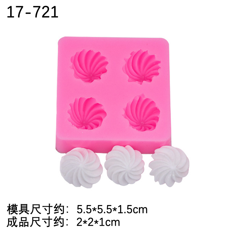 Cuatro piezas crema galleta molde de silicona DIY epoxi arcilla cerámica suave accesorios hechos a mano chocolate fondant pastel molde