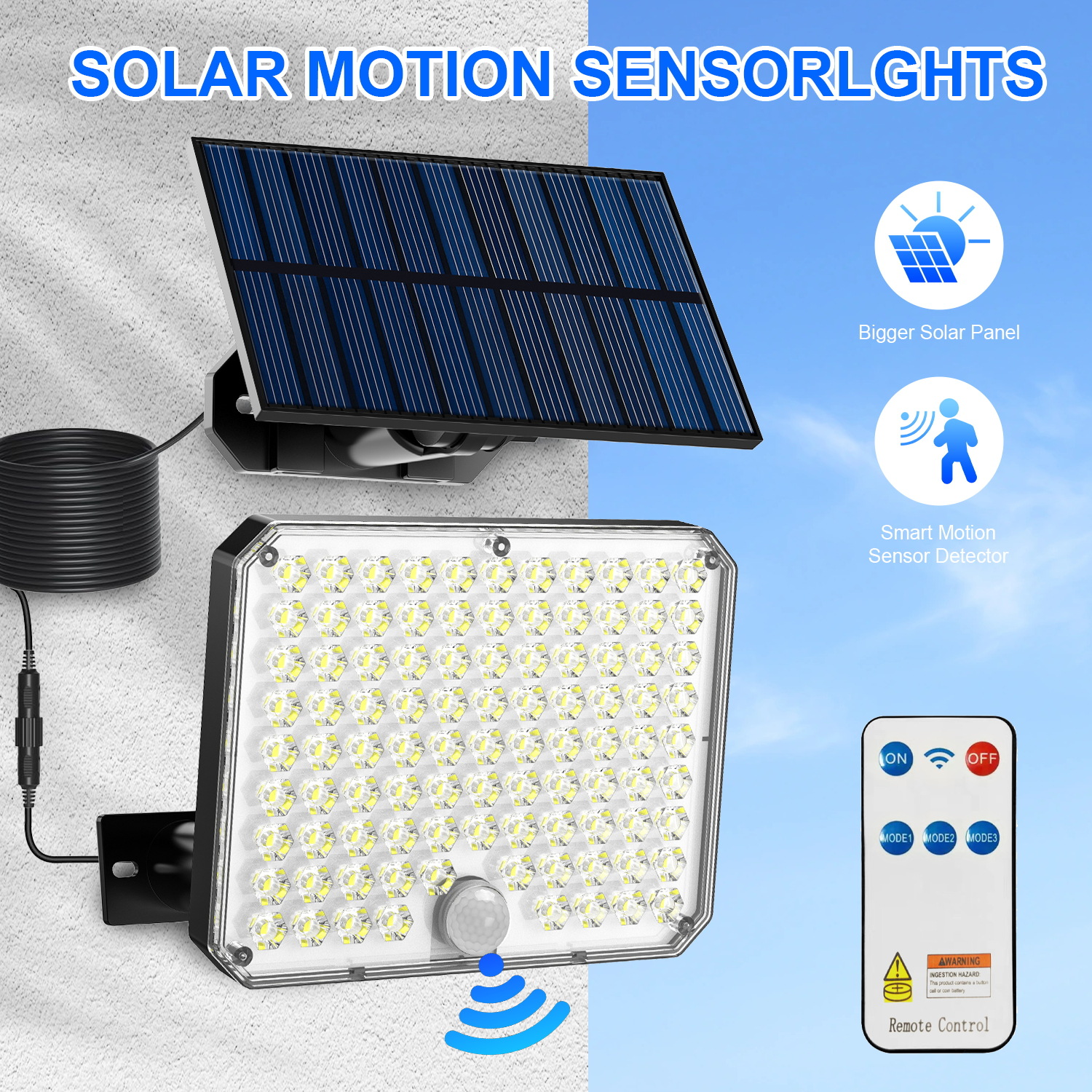 Nueva Iluminación Solar Transfronteriza, Lámpara de Jardín para Exteriores con Sensor de Movimiento, Lámpara de Pared para Garaje, Impermeable, Dividida, Pequeña Lámpara de Calle