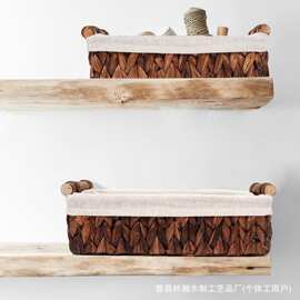 跨境葫芦草编织收纳篮客厅遥控器杂物水果储物篮化妆品香水收纳盒