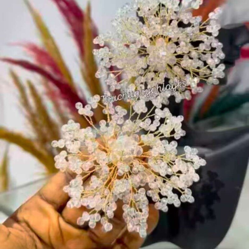Ins Korean Fashion Crystal Large Snowflake Diy Handmade Twisted Silk Crystal Gymnesis Shoe Flower Corsage Clothing Accessories