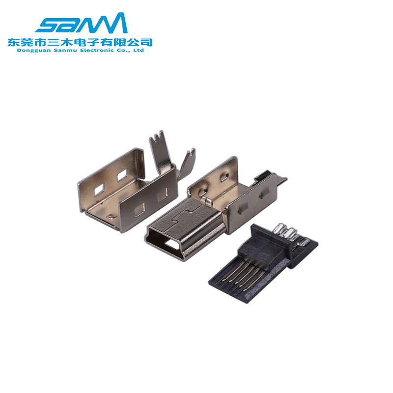 Factory discount promotion mobile phone data cable terminal mini usb 5pin welding wire type male head three-piece set