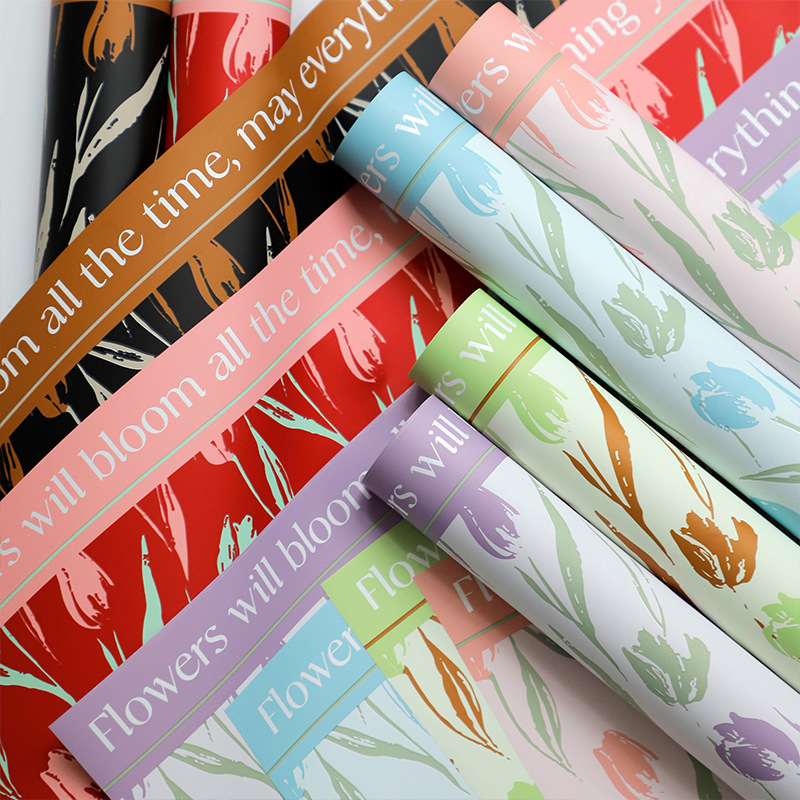 Flor Xi plum paper tulipán lenguaje flor embalaje di buquete regalo película impermeable floral flor embalaje de flores
