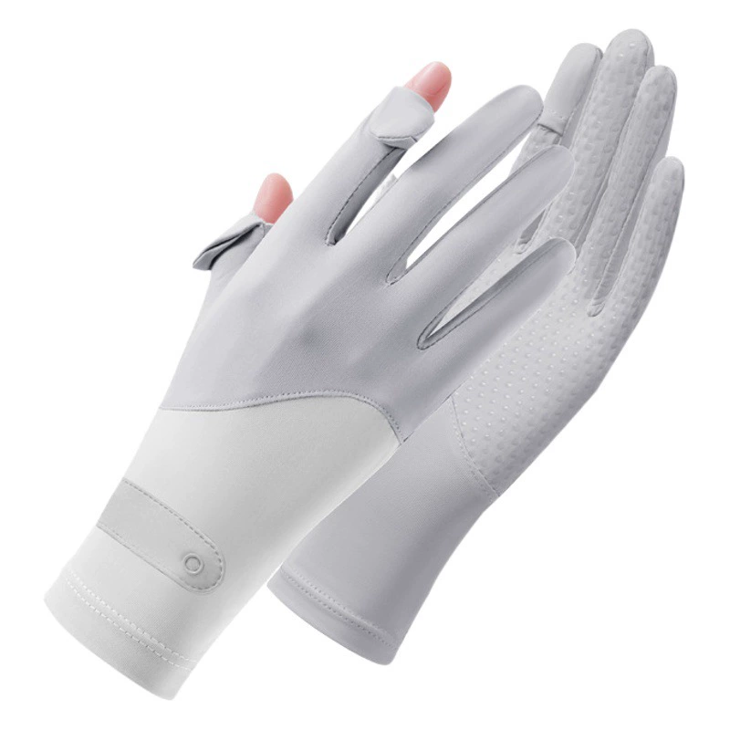 Солнцезащитные перчатки из ледяного шелка, летние женские анти-УФ-лучи без пальцев, мужские тонкие перчатки для езды на электрическом велосипеде, нескользящие перчатки для вождения