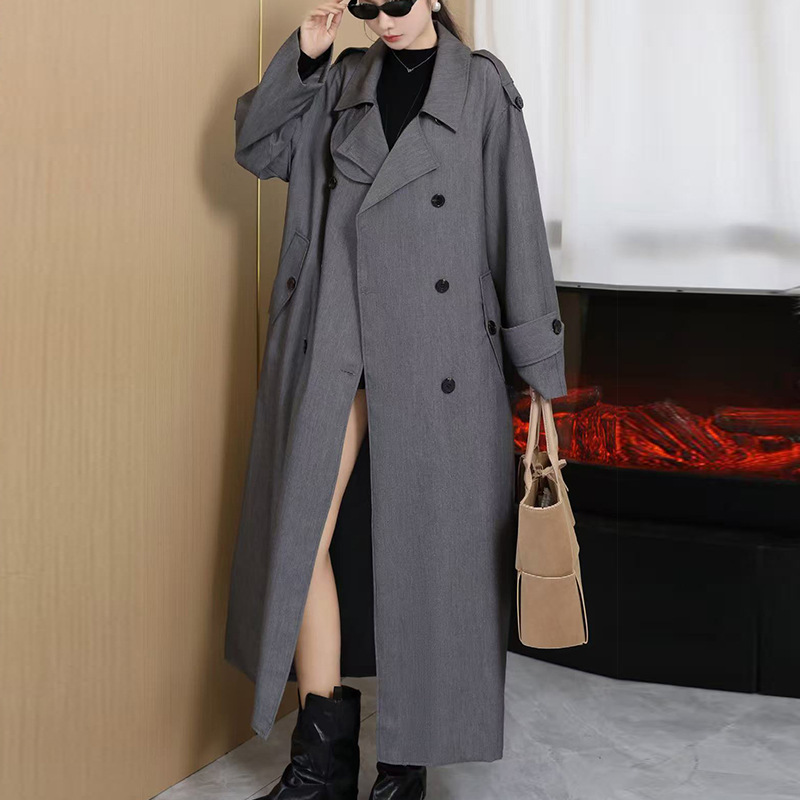Cross-Border Plus-Size Double-Breasted Striped Trench Coat for Women, Spring Season, Loose Fit, High-End Feel, Heavy-Duty, Belted, Mid-Length Coat Cross-Border Plus-Size Double-Breasted Striped Trench Coat for Women, Spring Season, Loose Fit, High-End Feel, Heavy-Duty, Belted, Mid-Length Coat