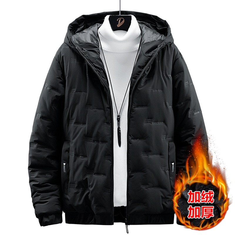 跨境冬季休闲男士棉服纯色连帽外套男装加绒加厚棉衣潮 厂家直销