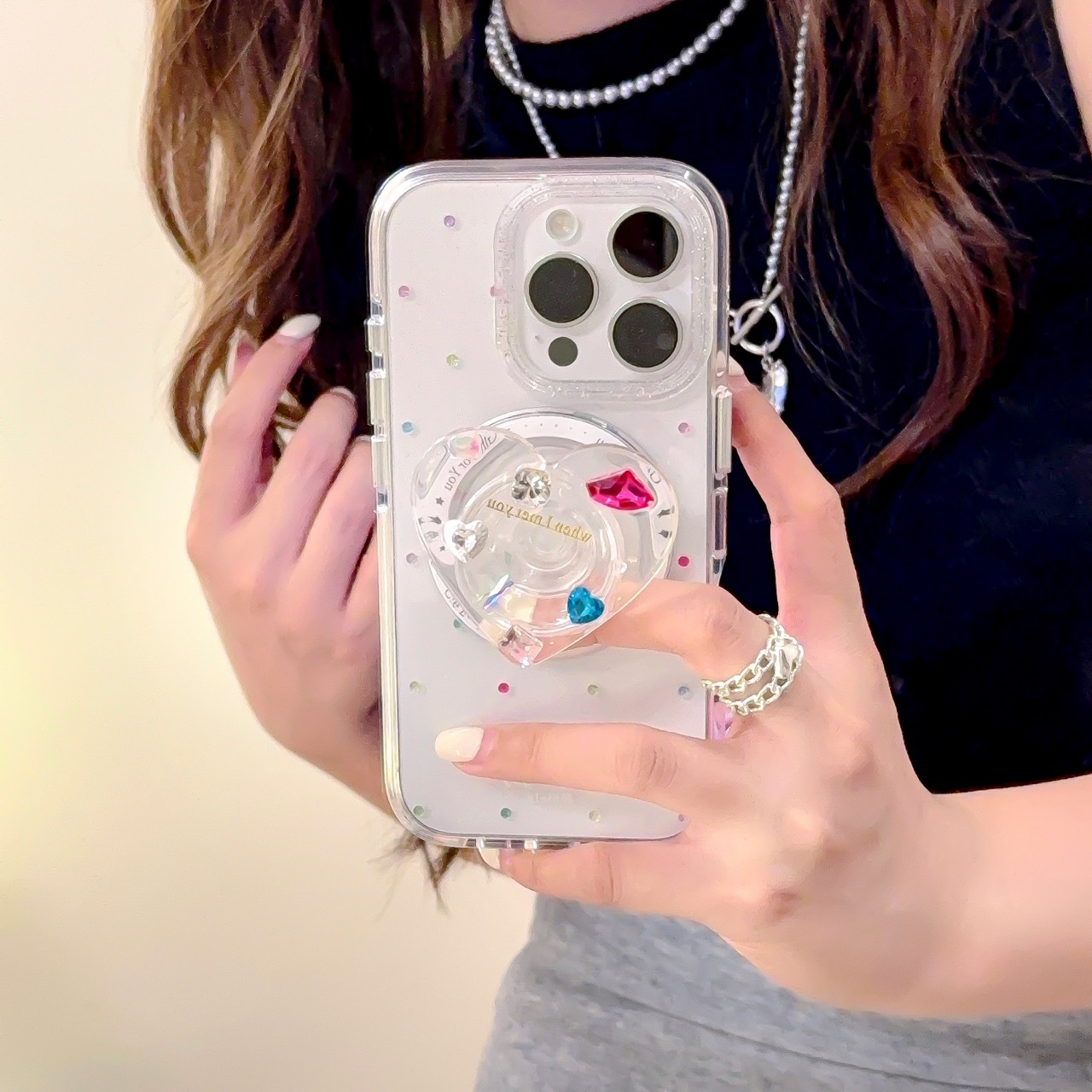 Diamante de puntos de color de dopamina simple para Apple 16ProMax funda para teléfono móvil 15Pro love 14/13 nuevo 15PM