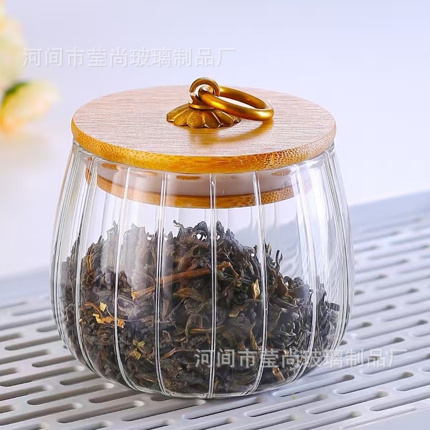 Striped Round Fun Mini Jar Petal Glass Jar Creative Glass Sealed Jar Tea Jar Household Food Grade Candy Jar