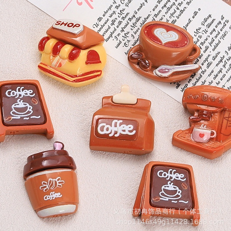 DIY Resin Accessories Cartoon Coffee Milk Tea Shop Cream Glue Handmade Hairpin Pendant Shoe Flower Mobile Phone Case