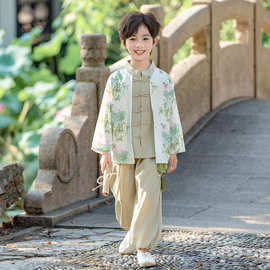 男童汉服春秋套装新款男孩新中式古装儿童国风唐装演出服两件套潮