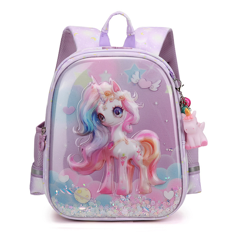 Animación de dibujos animados bolsas escolares ligeras unicornio niña princesa pequeña mochila encantadora mochila de grado 1 - 2