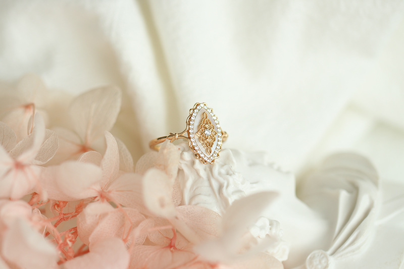 1 Piece Quantity 925 Sterling Silver Shell Zircon Geometric Rings 925 Sterling Silver Rings