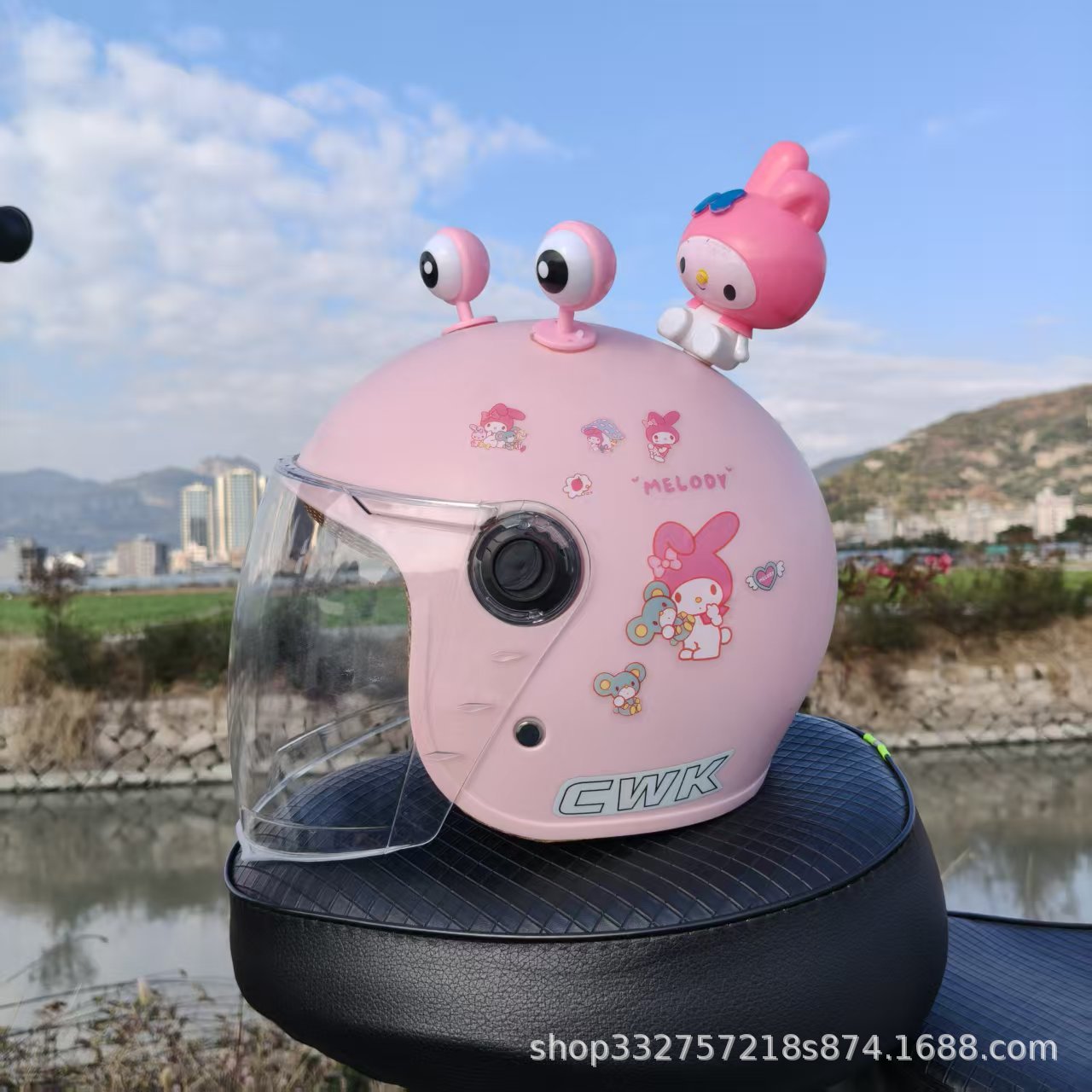1-12 Years | Motuoche Motosiklet kaskı (dəbilqə) - peach-pink-melody-hd-long-visor-pink-eyes-melody-boy-1-5-years-old-toddler-winter-helmet