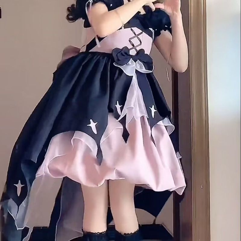 (エプロンなし)リトルウィッチロリータデザインロリータドレス小花スカート甘いソフトガール|undefined
