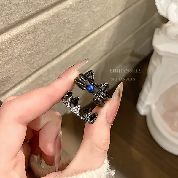 "Gothic Aesthetic" Layered Kitten Open Ring Dark Tentacle Niche Gender-Neutral Style Ring Accessory
