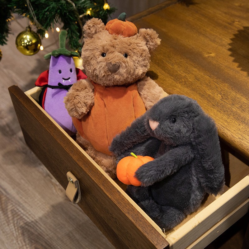jellycat2024萬聖節新品巴塞羅南瓜熊茄子長耳兔毛絨玩具公仔玩偶