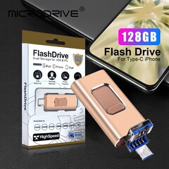 国境を越えた卸売携帯電話コンピュータ USB フォーインワン 128 グラム金属 USB フラッシュドライブ Type-C 大容量彫刻 USB フラッシュドライブ