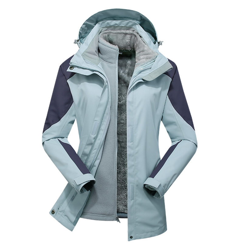 Chaqueta de pareja al aire libre tres en uno de dos piezas coral vellón espesado traje de esquí impermeable se puede imprimir logotipo