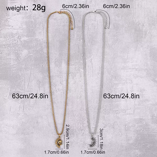 Sun and Moon asymmetric necklace LXL029