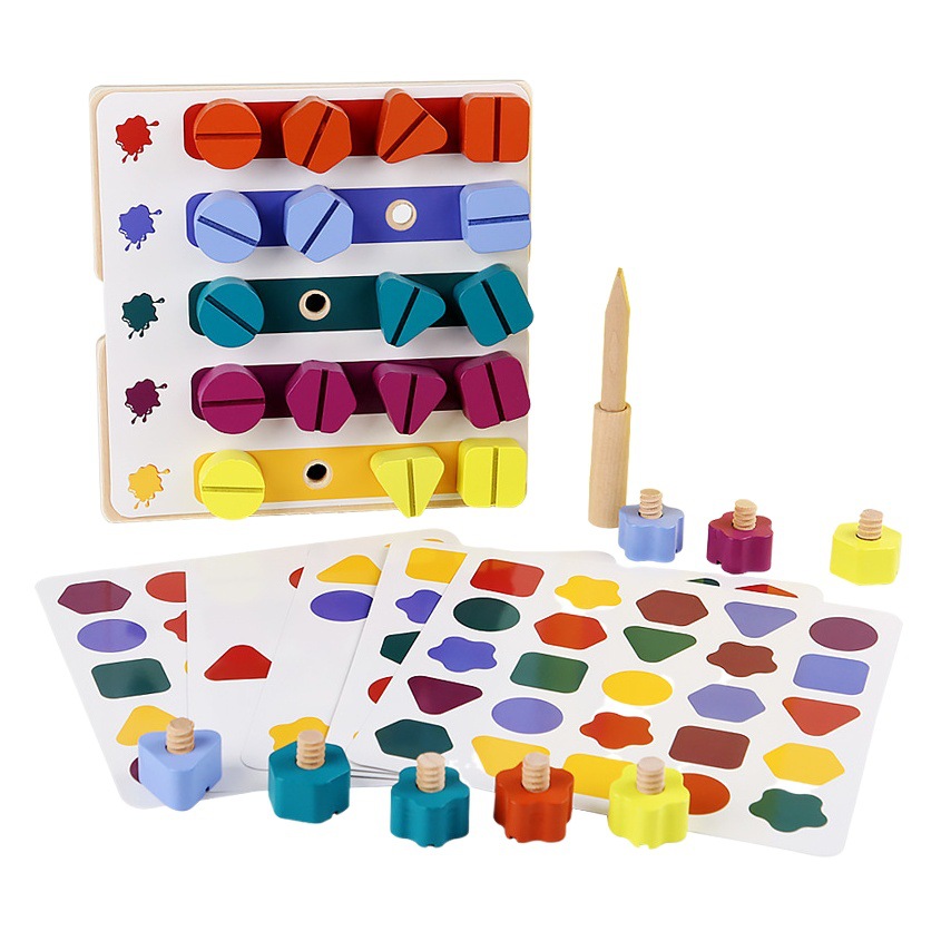 Children's Screw Shape Matching Color Cognitive Nut Tool Early Education Hand-eye Coordination Training Educational Toys