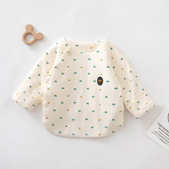 Particle Bear Newborn Clothes Autumn Cartoon Half Back Shirt Round Neck Unhatted Seasonal Cotton Baby Clothes Infant Clothes