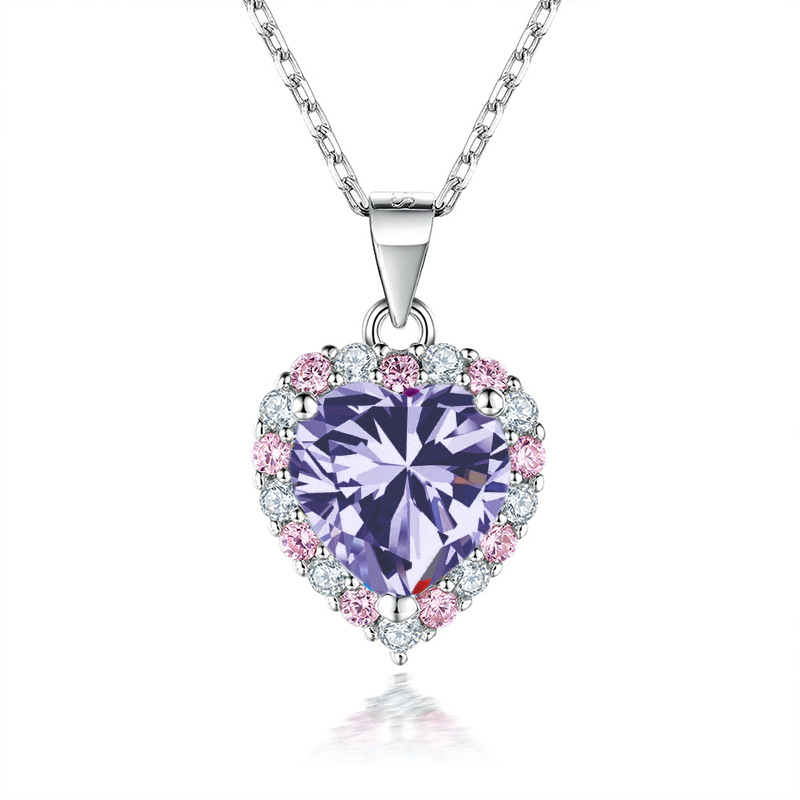 Collar de piedra de morsa de 2 quilates en forma de corazón color negro rosa rojo con certificado GRA nuevo caliente