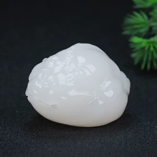 阿富汗玉石白色金蟾手把件男士随身可把玩送朋友领导长辈生日礼物