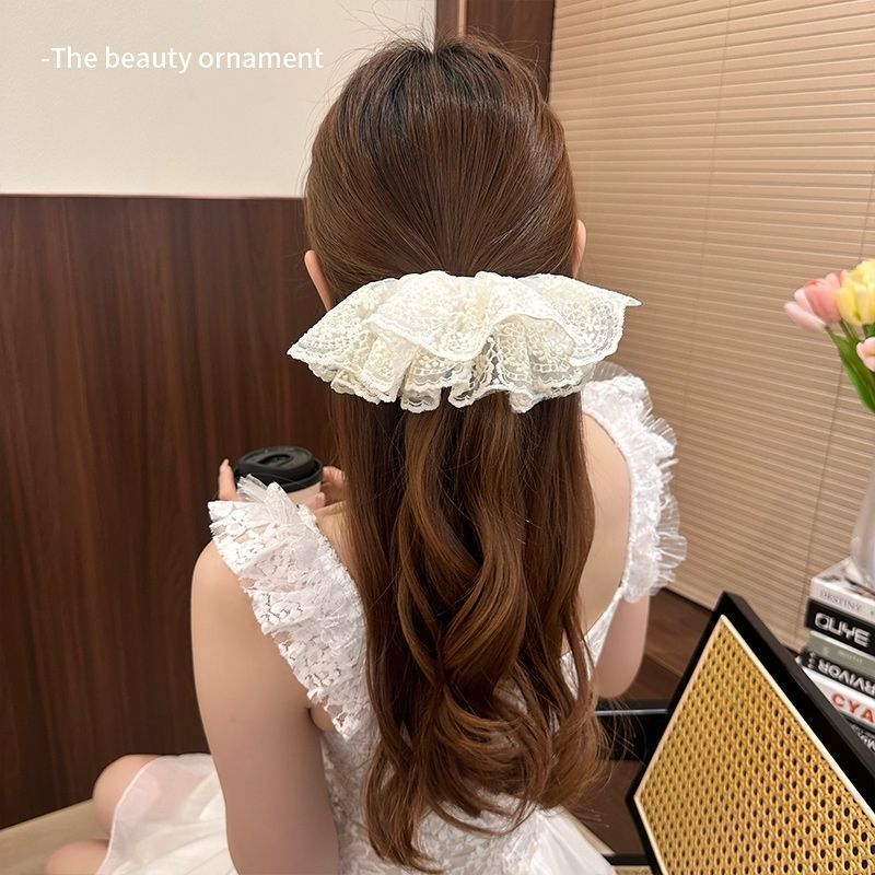 2025 フレンチレーススカートヘアバンドバレエスタイル女性のハイエンド西洋ファッションヘッドフラワーヘアロープヘアアクセサリー|undefined