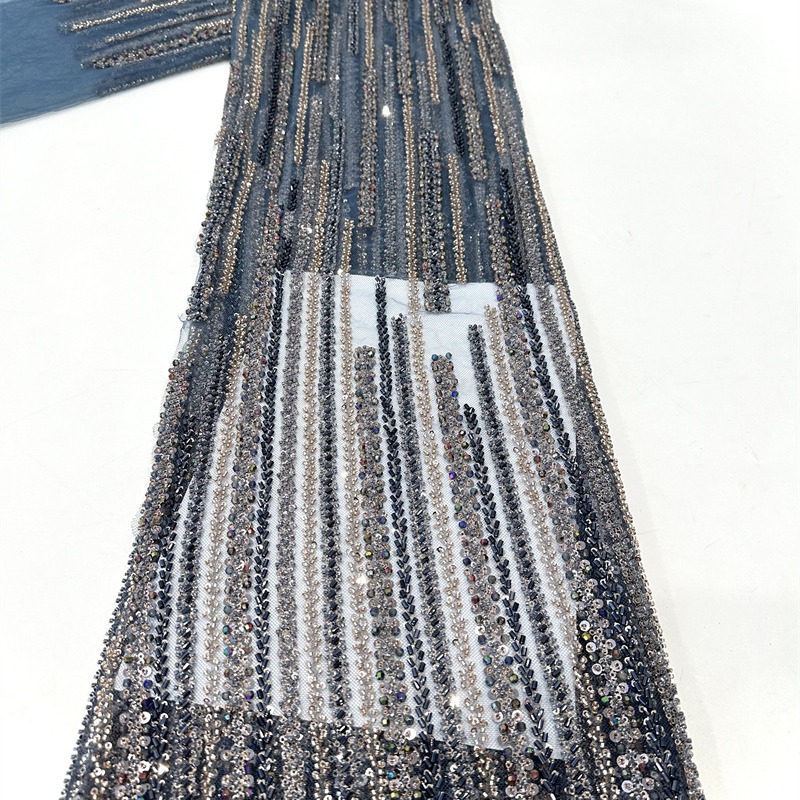 Tubo de bordado de perlas vestido de moda ropa de tela de ropa de cuatro perlas industria pesada bordado de sequillas verticales vestido de boda image 5