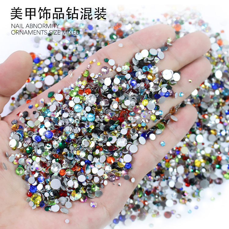 300 taladro de fondo plano tamaño mixto ab transparente taladro de vidrio color caramelo joyería de uñas taladro de uñas