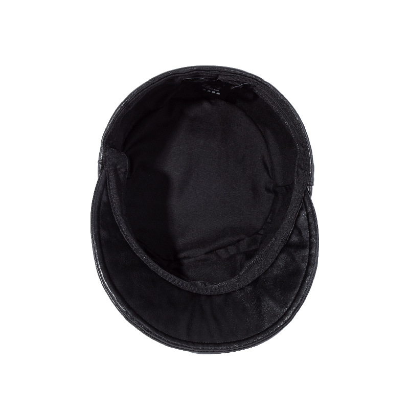 HJ74-羊纹皮软舌平顶帽