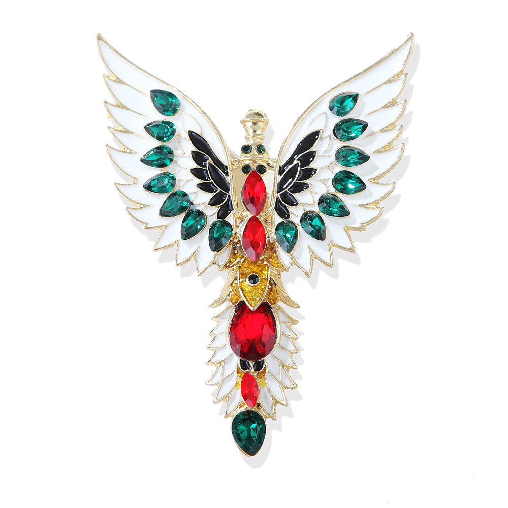 Lanhao Middle Ancient Vintage Retro Three-dimensional Heavy Industry Personalized Design Enamel Angel Wings Oil Drop Brooch