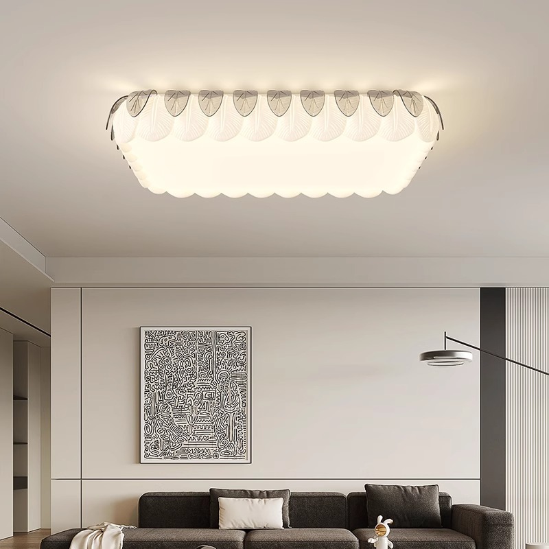 Lámpara de techo de sala de estar de hojas creativas de estilo crema, lámpara de dormitorio principal simple y moderna, lámpara de sala de estudio de comedor de habitación cálida