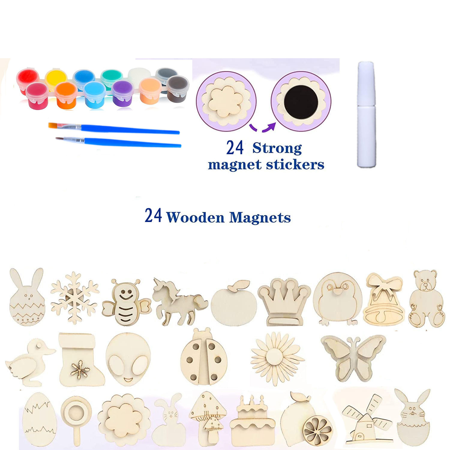 Imanes de Refrigerador Magnéticos, Manualidades para Niños, Regalos de Pintura Hechos a Mano, Imanes de Refrigerador de Madera Estéreo Magnéticos Suaves, Imán de Madera