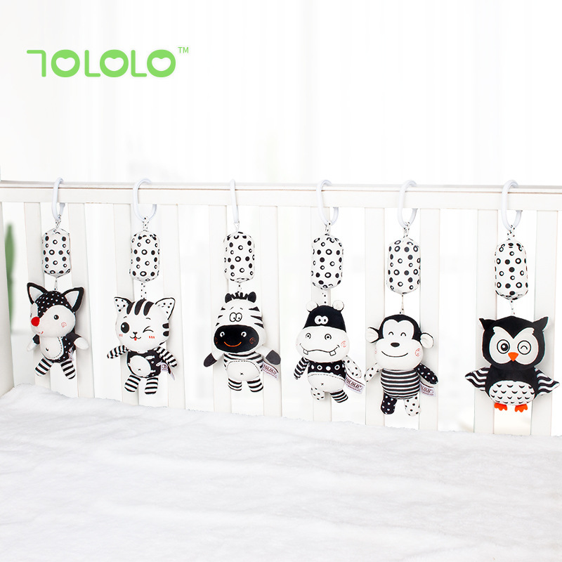 Juguete de educación temprana Happymonkey para bebés de 0 a 3 años, campana de cuna en blanco y negro, campana de viento, sonajero colgante para coche y cama.