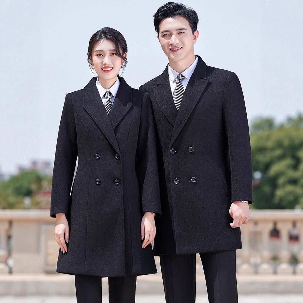 冬季男女同款职业装呢子大衣工作服售楼部银行商务工装中长款外套