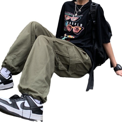 Stylish Retro Multifunctional Straight Leg Work Pants for Men - Spring and Autumn Hip-Hop Streetwear Loose Casual Wide Leg Floor-Length Pants