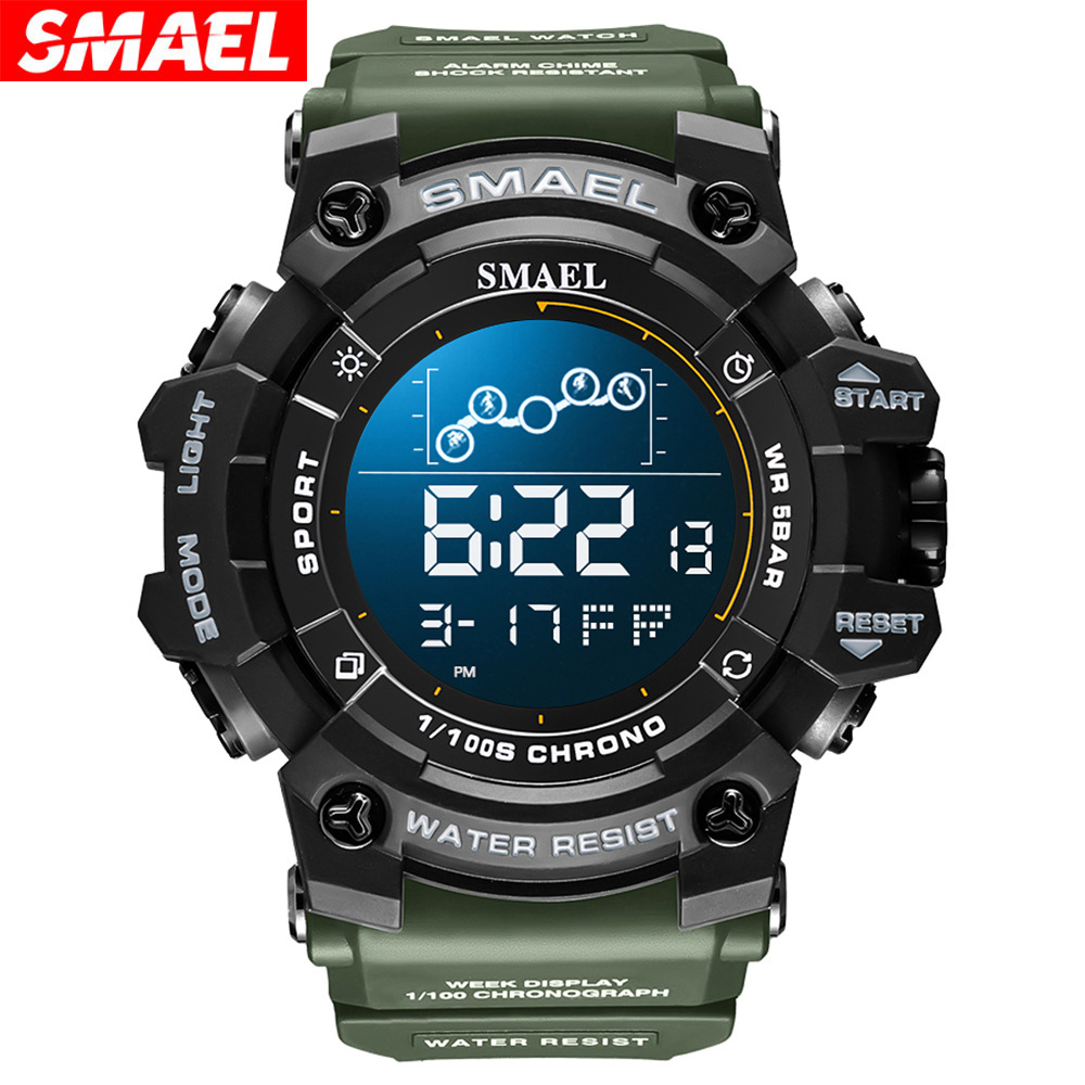 Smael Smar 8082 reloj electrónico estudiante deportes gran dial impermeable multifuncional pantalla única reloj electrónico