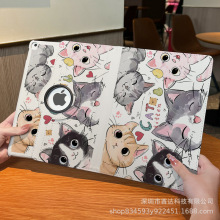 定制跨境ipad pro保护套pu磨砂布纹360°旋转皮套mini7防摔pc硬壳