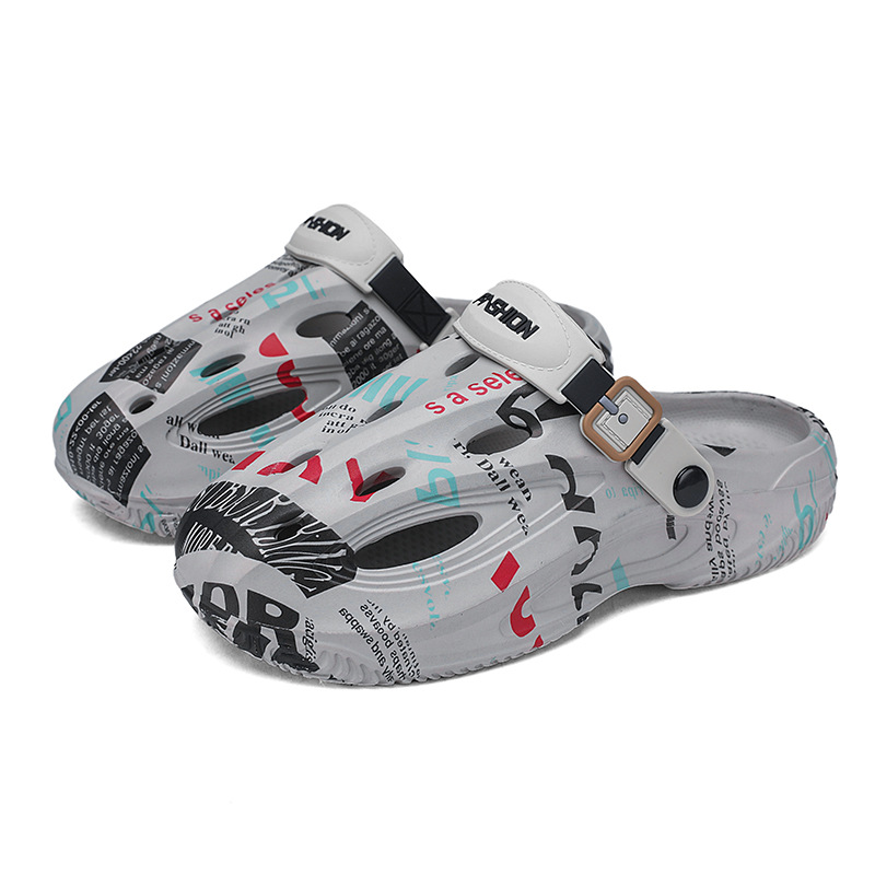 Zapatos con agujeros para hombres en verano, medias pantuflas, pisando mierda, sandalias Baotou de doble uso, sandalias deportivas antideslizantes y desodorantes, sandalias de playa deportivas