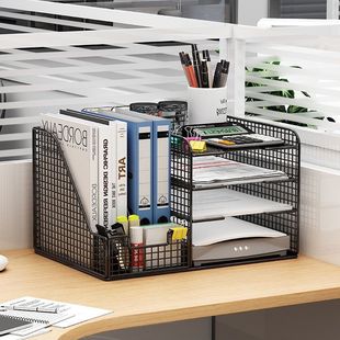 Office Supplies File Rack for Books A4 Paper Vertical Multi-Layer Iron Student Information Storage Desk Bookshelf