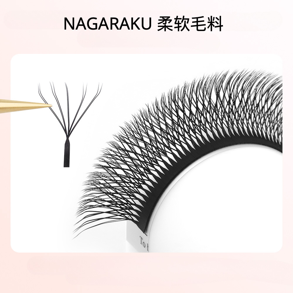 NAGARAKU W-tipo de cifrado 5D trébol injerto pestañas suaves gruesas no fácil de perder pestañas postizas paquete mixto