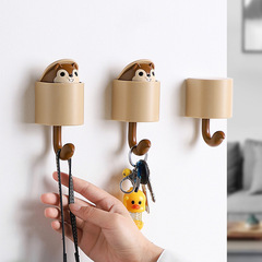 Creative cute squirrel hook, no punching, sticky hook, door hanging clothes hook, wall hanging, entryway storage key hook