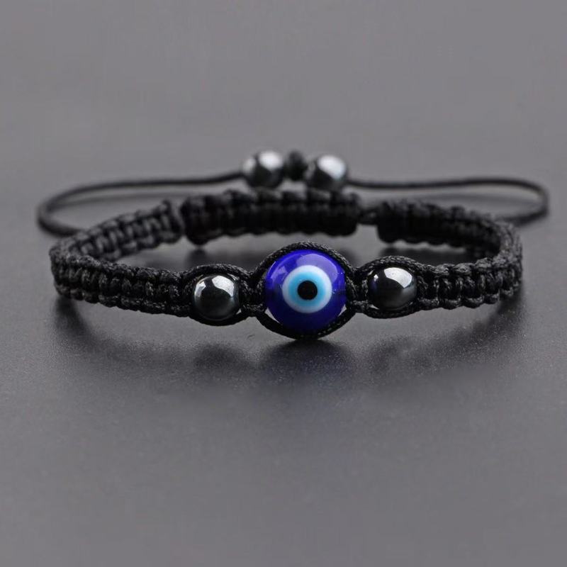 Hot-Selling Deluxe Devil's Eye Bracelet, Adjustable Woven Blue Eye Bracelet, European and American Amazon Glass Eye Beads