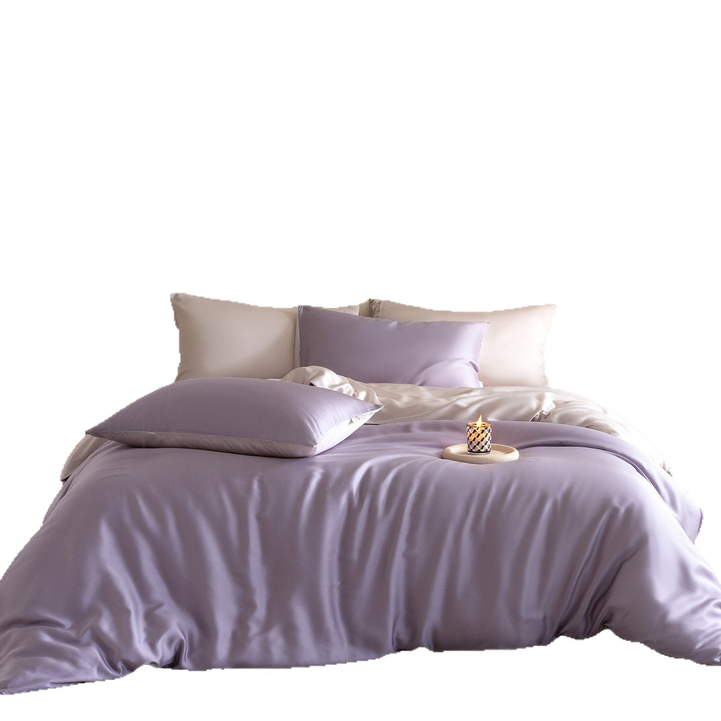 Duvet Cover Set Solid Colour Lyocell Tencel Cooling Bedding Set_voghion.com