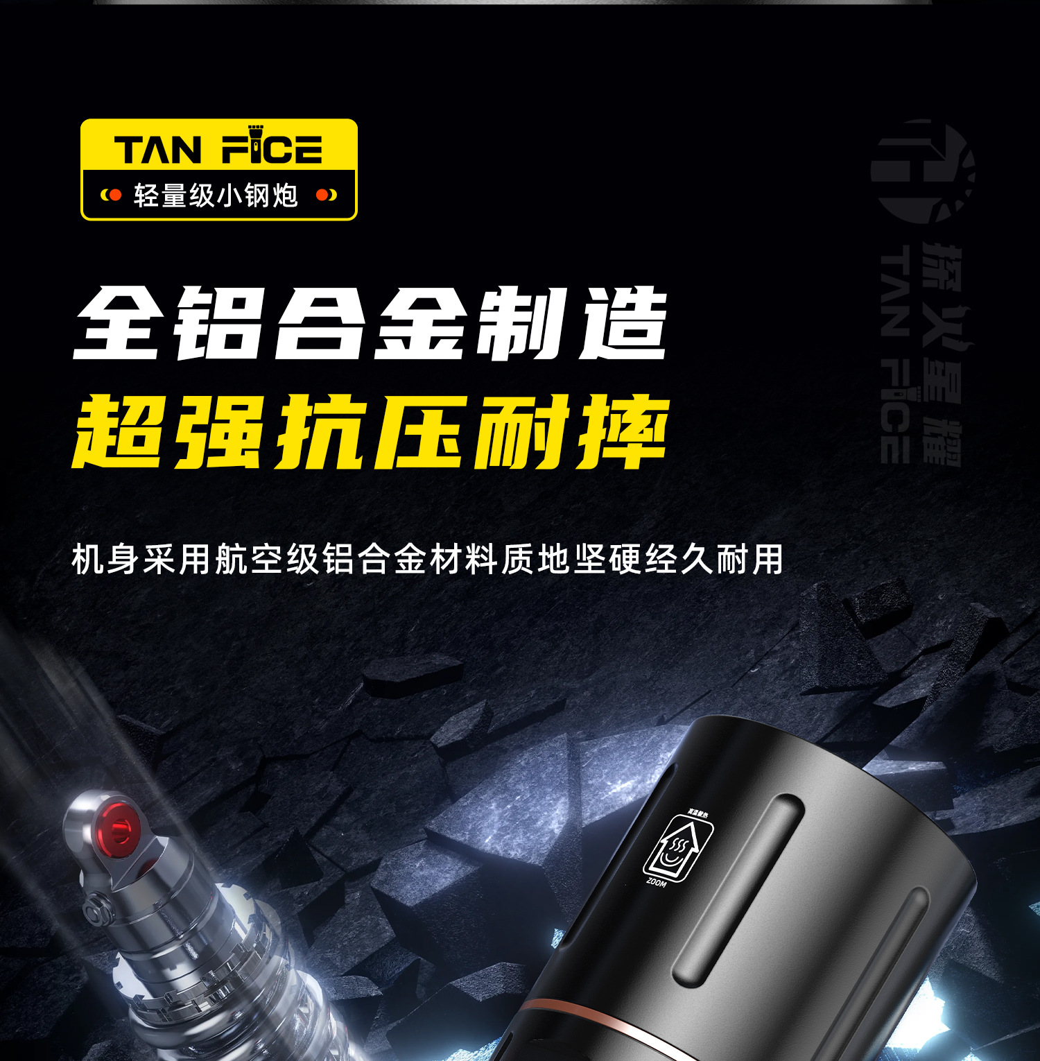 Cross-Border Hot-Selling Aluminum Alloy Flashlight with Smart Display, Ultra-Bright Work Light, Zoomable, Flashing, Portable Flashlight with Strong Light
